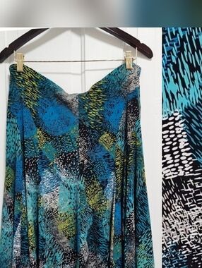 East 5th Asymmetrical Skirt in Blue and Green